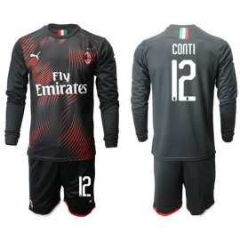 AC Milan #12 Conti Third Long Sleeves Soccer Club Jersey