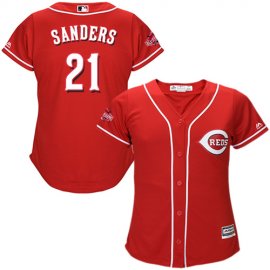 Cincinnati Reds #21 Reggie Sanders Red Alternate Womens Stitched MLB Jersey