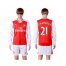 Arsenal #21 Chambers Red Home Long Sleeves Soccer Club Jersey