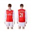 Arsenal #21 Chambers Red Home Long Sleeves Soccer Club Jersey