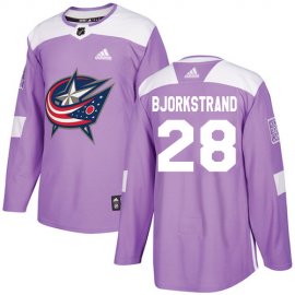 Adidas Columbus Blue Jackets #28 Oliver Bjorkstrand Purple Authentic Fights Cancer Stitched NHL Jersey