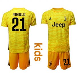 Juventus #21 Pinsoglio Yellow Goalkeeper Kid Soccer Club Jersey