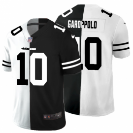 San Francisco 49ers #10 Jimmy Garoppolo Mens Black V White Peace Split Nike Vapor Untouchable Limited NFL Jersey