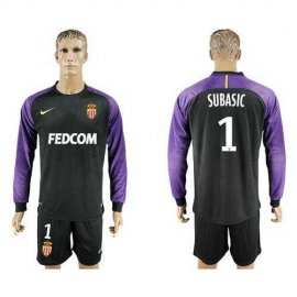 Monaco #1 Subasic Black Goalkeeper Long Sleeves Soccer Club Jersey