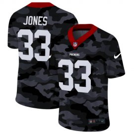Green Bay Packers #33 Aaron Jones Mens Nike 2020 Black CAMO Vapor Untouchable Limited Stitched NFL Jersey