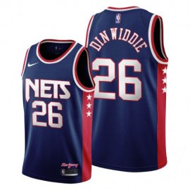 Brooklyn Brooklyn Nets #26 Spencer Dinwiddie Womens 2021-22 City Edition Throwback 90s Wordmark Navy NBA Jersey Womens