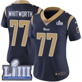 Nike Los Angeles Rams #77 Andrew Whitworth Navy Blue Team Color Super Bowl LIII Bound Womens Stitched NFL Vapor Untouchable Limited Jersey