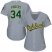 Oakland Athletics #34 Rollie Fingers Grey Road Womens Stitched MLB Jersey