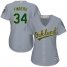 Oakland Athletics #34 Rollie Fingers Grey Road Womens Stitched MLB Jersey