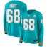 Nike Miami Dolphins #68 Robert Hunt Aqua Green Team Color Womens Stitched NFL Limited Therma Long Sleeve Jersey