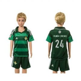 Real Betis #24 Ruben Castro Away Kid Soccer Club Jersey