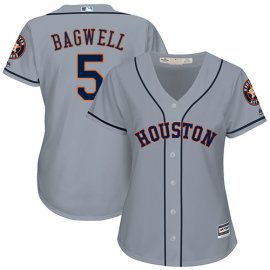 Houston Astros #5 Jeff Bagwell Grey Road Womens Stitched MLB Jersey