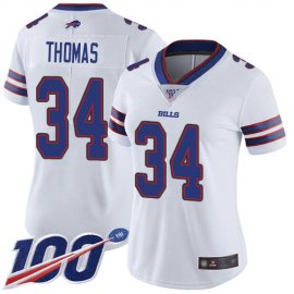 Nike Buffalo Bills #34 Thurman Thomas White Womens Stitched NFL 100th Season Vapor Limited Jersey