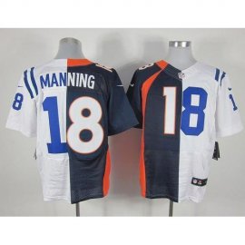 Nike Denver Broncos #18 Peyton Manning Navy Blue/White Mens Stitched NFL Elite Split Indianapolis Colts Jersey