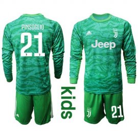 Juventus #21 Pinsoglio Green Goalkeeper Long Sleeves Kid Soccer Club Jersey