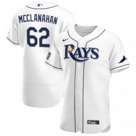 Tampa Bay Rays #62 Shane McClanahan Mens Nike White Home 2020 World Series Bound Authentic Player MLB Jersey