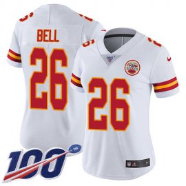 Nike Kansas City Chiefs #26 LeVeon Bell White Womens Stitched NFL 100th Season Vapor Untouchable Limited Jersey