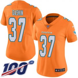 Nike Miami Dolphins #37 Myles Gaskin Orangen Womens Stitched NFL Limited Rush 100th Season Jersey