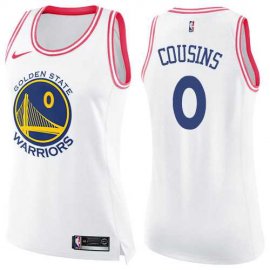 Womens Nike Golden State Warriors #0 DeMarcus Cousins White Pink NBA Swingman Fashion Jersey