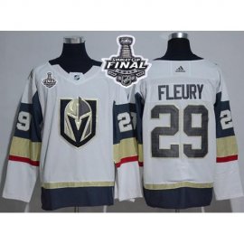 Adidas Vegas Golden Knights #29 Marc-Andre Fleury White Road Authentic 2018 Stanley Cup Final Womens Stitched NHL Jersey