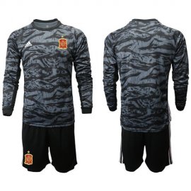 Spain Blank Black Long Sleeves Goalkeeper Soccer Country Jersey