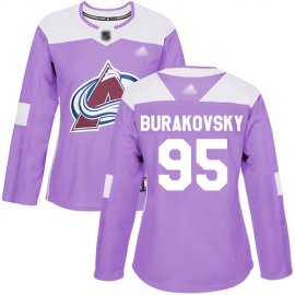 Adidas Colorado Avalanche #95 Andre Burakovsky Purple Authentic Fights Cancer Womens Stitched NHL Jersey