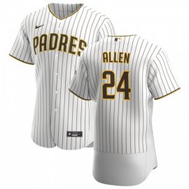 San Diego Padres #24 Greg Allen Mens Nike White Brown Home 2020 Authentic Player Jersey