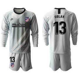Atletico Madrid #13 Oblak Grey Goalkeeper Long Sleeves Soccer Club Jersey