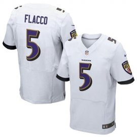 Nike Baltimore Ravens #5 Joe Flacco White Mens Stitched NFL New Elite Jersey