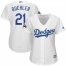 Los Angeles Dodgers #21 Walker Buehler Majestic Womens 2019 Postseason Home Official Cool Base Player Jersey White