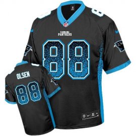 Nike Carolina Panthers #88 Greg Olsen Black Team Color Mens Stitched NFL Elite Drift Fashion Jersey