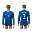 Italy #3 Maldini Blue Home Long Sleeves Soccer Country Jersey