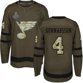 Adidas St. Louis Blues #4 Carl Gunnarsson Green Salute to Service Stanley Cup Champions Stitched NHL Jersey