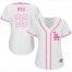 Los Angeles Dodgers #99 Hyun-Jin Ryu White/Pink Fashion Womens Stitched MLB Jersey