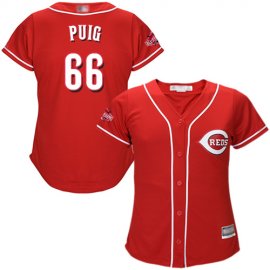 Cincinnati Reds #66 Yasiel Puig Red Alternate Womens Stitched MLB Jersey