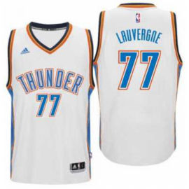 Mens Oklahoma City Thunder #77 Joffrey Lauvergne adidas White New Swingman Home Jersey