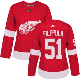 Adidas Detroit Red Wings #51 Valtteri Filppula Red Home Authentic Womens Stitched NHL Jersey