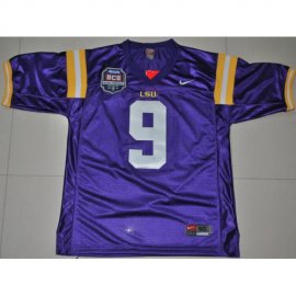 LSU Tigers 9 Jordan Jefferson Purple 2012 BCS Patch College Football Jersey