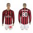 AC Milan #80 Ronaldinho Home Long Sleeves Soccer Club Jersey