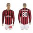 AC Milan #80 Ronaldinho Home Long Sleeves Soccer Club Jersey
