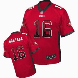 Nike San Francisco 49ers #16 Joe Montana Red Team Color Mens Stitched NFL Elite Drift Fashion Jersey