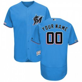Miami Marlins Majestic Alternate 2019 Authentic Collection Flex Base Custom Jersey Blue