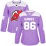 Adidas New Jersey Devils #86 Jack Hughes Purple Authentic Fights Cancer Womens Stitched NHL Jersey