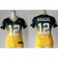 Nike Green Bay Packers #12 Aaron Rodgers Green/Gold Womens Stitched NFL Elite Fadeaway Fashion Jersey