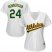 Oakland Athletics #24 Rickey Henderson White Home Womens Stitched MLB Jersey