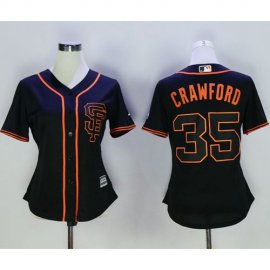 San Francisco Giants #35 Brandon Crawford Black Alternate Womens Stitched MLB Jersey