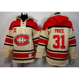 Montreal Canadiens #31 Carey Price Cream Sawyer Hooded Sweatshirt Stitched NHL Jersey