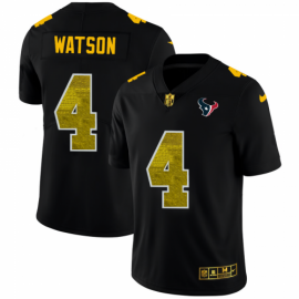 Houston Texans #4 Deshaun Watson Mens Black Nike Golden Sequin Vapor Limited NFL Jersey