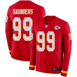Nike Kansas City Chiefs #99 Khalen Saunders Red Team Color Mens Stitched NFL Limited Therma Long Sleeve Jersey