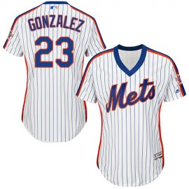 New York Mets #23 Adrian Gonzalez White(Blue Strip) Alternate Womens Stitched MLB Jersey
